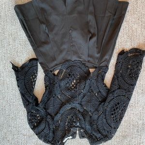 Black Romper w/Crochet Top Detail, Sz Sm